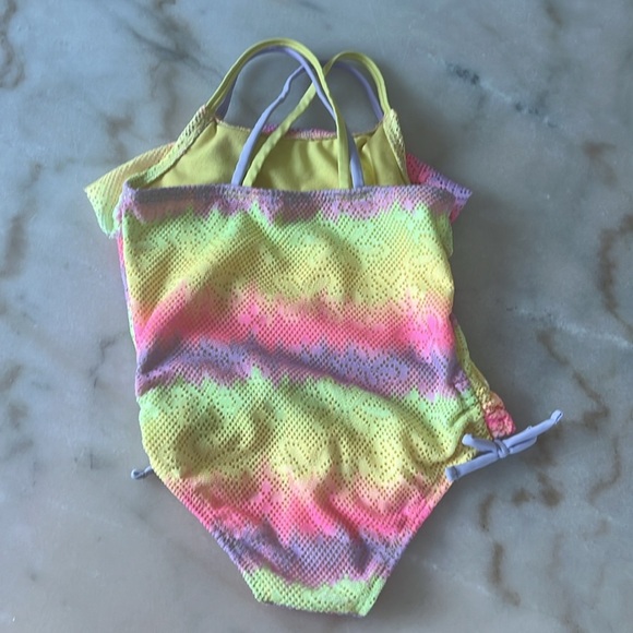 Tommy Bahama 3T Rash Guard Swimsuit Pink Ruffle Hibiscus Wonder Nation Rainbow - Picture 14 of 16